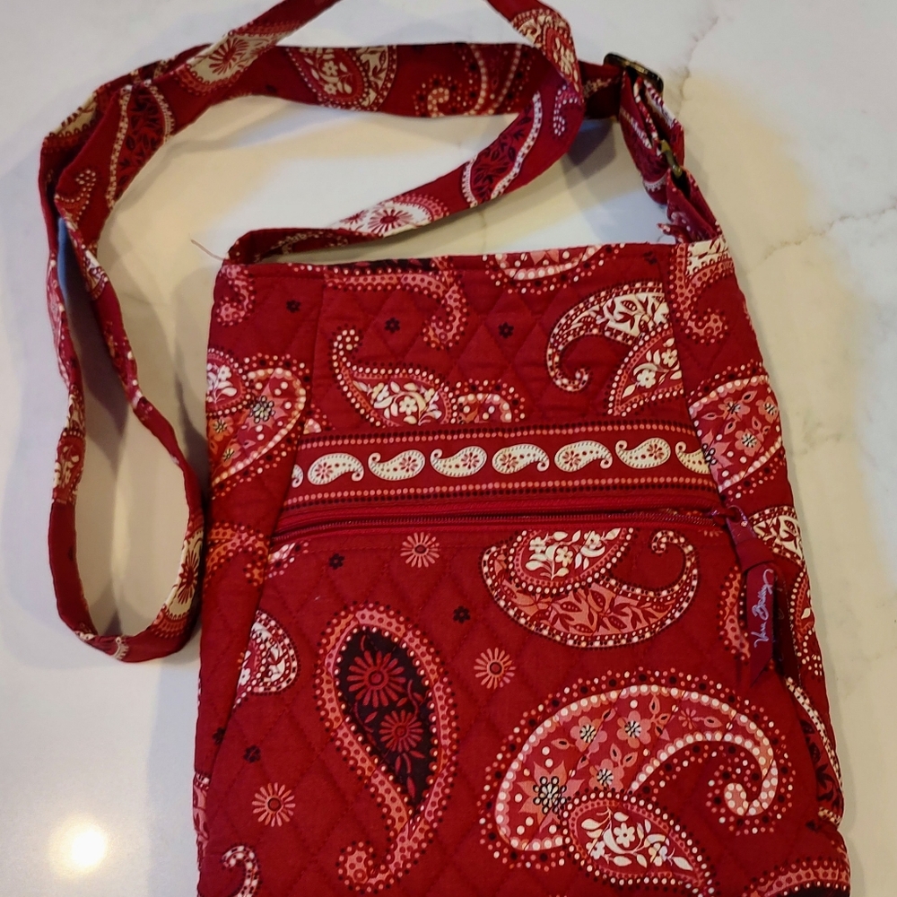 Vera Bradley Red Paisley Quilted Crossbody Bag